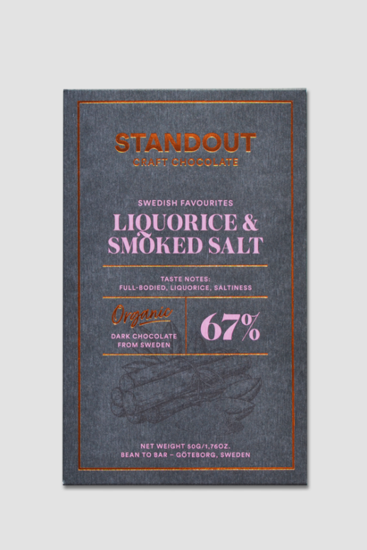Standout Liquorice & Beech Smoked Sea Salt Schokolade