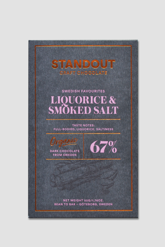 Standout Liquorice & Beech Smoked Sea Salt Schokolade